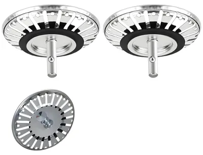 Produktbild von Spülbeckensieb 82 mm, 2 Stück, universelles 82-mm-Spülbeckensieb mit Abflussstopfen, Spülbeckenstöpsel aus Edelstahl, Spülbeckensieb aus Edelstahl