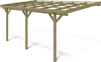 Produktbild von Carport Garagendach 3x5,24 m - 15 m2 - an der Hauswand montiert