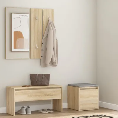 Zdjęcie produktu dla Zestaw mebli do przedpokoju The Living Store Materiał drewnopochodny dąb Sonoma