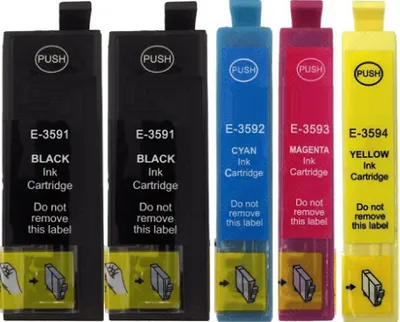 Produktbild von 5 kompatible Druckerpatronen T35 XL - 2 x T3591, je 1 x T3592, T3593, T3594 für Epson Workforce Pro WF-4720, 4725, 4730, 4735, 4740