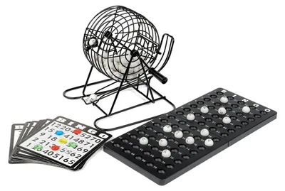 Produktbild von DRW Bingo Set mit 75 Metallkugeln in Schwarz, 20 x 20 x 21 cm