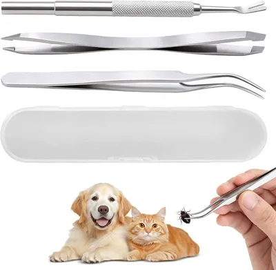 Produktbild von Zeckenzange 3-teilig, Edelstahl, für Hunde, Zeckenentfernung