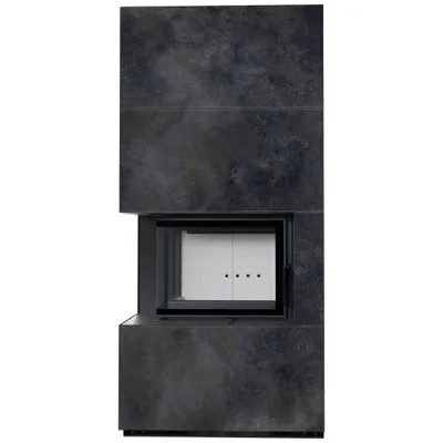 Produktbild von Kaminbausatz KRATKI FLOKI BOX links 8 kW Ø 160 Quarzsinter OSSIDO NERO