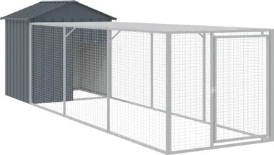 Zdjęcie produktu dla vidaXL Klatka dla kurczaków z wybiegiem antracyt 117x405x123 cm Stal ocynkowana