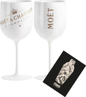 Produktbild von Moet & Chandon 2er Set Ice Imperial Acryl / Hartplastik Glas Champagner Gläser Set in weiß/gold Champagne Becher Kelche