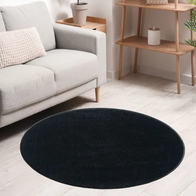 Produktbild von Teppich rund Wohnzimmer Kurzflor Einfarbig für Schlafzimmer kinderzimmer weich Rund