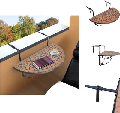 Immagine prodotto di vidaXL Tavolo sospeso da balcone in mosaico di terracotta - Tavoli da giardino