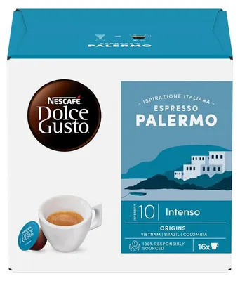 Obrázek produktu pro Nescafé Dolce Gusto Espresso Palermo, Kávová kapsle, Espresso, Dolce Gusto, Nescafé, 16 kusů, Krabice