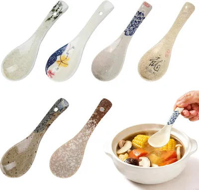 Produktbild von Suppenlöffel 14 cm, 6 Stück, Keramik, für Ramen