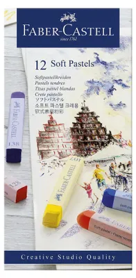 Produktbild von Faber-Castell 128312 - Creative Studio Softpastellkreide, 12 Farben sortiert im Kartonetui
