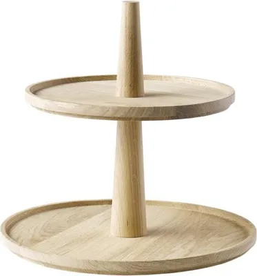 Produktbild von APS 14013 Etagère VALO, 2-stufig, Ø 25/30 cm, Höhe 28 cm, Antirutschfüße, Eichenholz (geölt)
