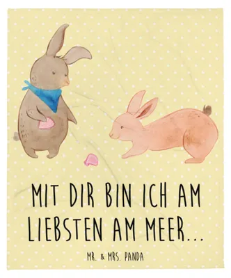Produktbild von Mr. & Mrs. Panda Bettdecke Hasen Muschel - Gelb Pastell - Geschenk, Muscheln, Meer, Decke, Strand, Freundin, Kuschelige, Muttertag, Kuscheldecke, Wohndecke, Plaid
