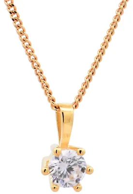 Produktbild von Anhänger Krappenfassung Zirkonia mit Goldkette 333-8 Karat Gold 45 cm