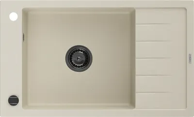 Produktbild von Mexen Elias Granitspüle mit einem Becken und einer Abtropffläche 795 x 480 mm, Beige, Siphon Schwarz - 6511791005-69-B