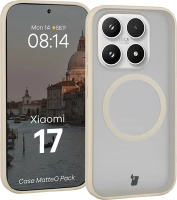 Produktbild von Schutzhülle mit Magnetring + gehärtetem Glas für Xiaomi 17, Bizon MatteO Pack, Getönt-Beige