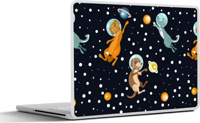 Produktbild von MuchoWow® Laptop Aufkleber Sticker Cover Planeten - Hund - Muster 25x18 cm - Laptop-Deko