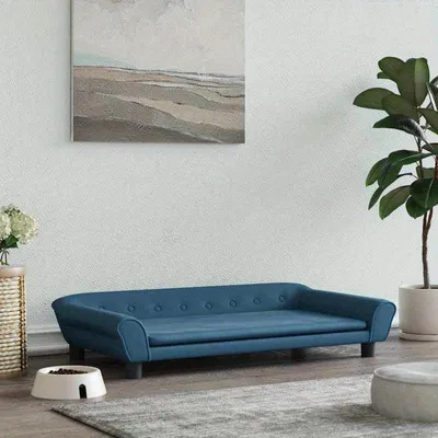 Image de Panier pour chien, couleur bleu, dimensions 100x50x21 cm. Doux, chaud et confortable, idéal pour les petits et moyens chiens