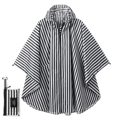 Productafbeelding van POWINSUN: Modieuze regenponcho met capuchon, waterdicht, met zak, voor dames/heren