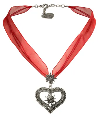 Produktbild von Alpenflüstern Organza-Trachtenkette Strass-Edelweiß-Herz - Damen-Trachtenschmuck