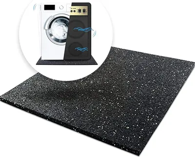 Zdjęcie produktu dla Mata antywibracyjna Floordirekt Premium do pralki, 60 x 60 cm, mata antypoślizgowa z izolacją akustyczną, podkładka pod pralkę i suszarkę, grubość 5 mm