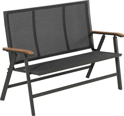 Produktbild von Dehner Klappbank Colmar, 2-Sitzer, 127 x 99 x 61.5 cm, Aluminium/Textilene/FSC® Teakholz, grau