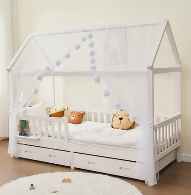Image de Alavya Home Ensemble de décoration XL 150x340 cm mousseline Coton - lot de 3, blanc