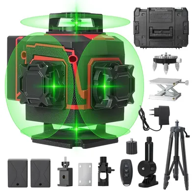 Produktbild von Laser-Nivelliergerät - 4D 16-Linien-Laser - Selbstnivellierend - 360° Horizontal und Vertikal - Fernbedienung - Mit Stativ - Rot