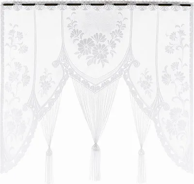 Produktbild von heimtexland ® Raffinierte Scheibengardine Fensterbild M-Bogen Fadengardine Gebogte Spitze Jacquard Blumen Gardine Typ300