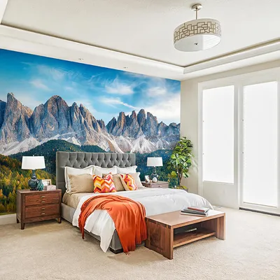 Produktbild von Fototapete Landschaft Berge Wald Bäume M6187 – selbstklebende Strukturtapete 260g / 400x280cm