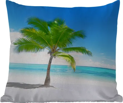 Produktbild von MuchoWow® Outdoor Kissen - Palme - Strand - Meer - Sommer - 40x40 cm - Wetterfest - Lounge Kissen - Kopfkissen - Interieur - Polster mit Bild