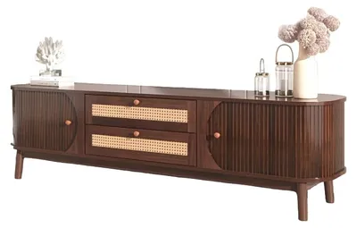 Obrázek produktu pro TV stolek – Přírodní barva – Velký úložný prostor – Robustní a elegantní design pro obývací pokoj