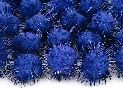 Produktbild von Plüsch-Glanzpompons, blau, 1er-Pack