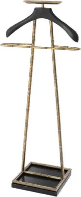 Produktbild von Casa Padrino Luxus Dressboy Vintage Messingfarben / Schwarz 50,5 x 31 x H. 117 cm - Kleiderständer Garderobenständer Anzugständer Stummer Diener Herrendiener - Luxus Accessoires