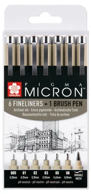 Immagine prodotto di SAKURA POXSDK7B SAKURA fineliner PIGMA MICRON, astuccio 6+1, nero