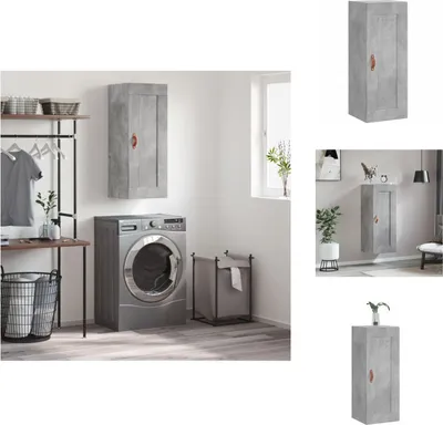 Zdjęcie produktu dla vidaXL Szafka ścienna betonowa szara 34,5x34x90 cm materiał drewnopochodny - Kredensy