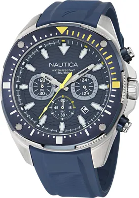 Produktbild von Nautica Herren Armbanduhr Sporty Edelstahl 44mm Silikonarmband 100m wasserdicht