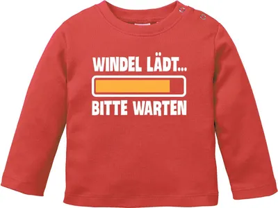 Produktbild von Baby Langarmshirt Babyshirt Windel lädt bitte warten Spruch lustig Jungen Mädchen Shirt Moonworks® rot 56/62 (1-3 Monate)