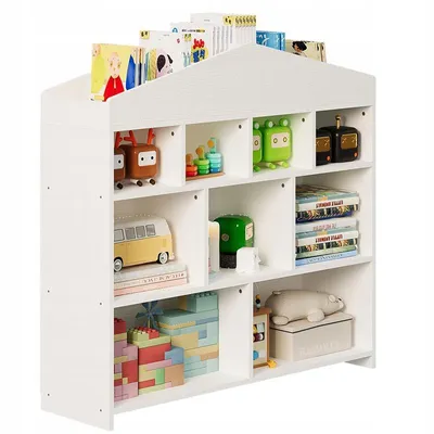Produktbild von Weißes Kinderregal für Spielzeug, Bücher, Accessoires, Organizer, 9 Fächer