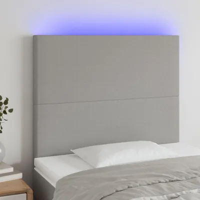 Imagen del producto de Living Store, cabecero LED, gris claro, 90x5x118/128 cm, tela