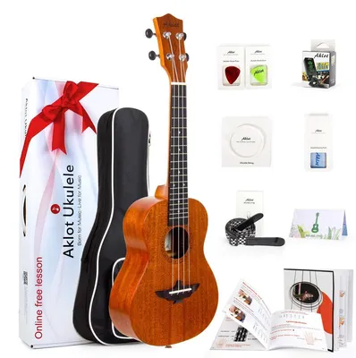 Image de Ukulélé de concert en acajou massif, avec kit pour débutants