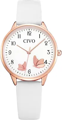 Produktbild von CIVO Damenuhr Lederarmband Roségold Analog Quarz Uhr Damen Wasserdicht mit Zahlen Elegante Mode Armbanduhr Geschenk für Frauen