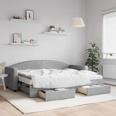 Image de Maison Exclusive - Canapé-lit convertible avec tiroirs, gris clair, 80 x 200 cm, tissu