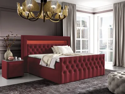 Produktbild von Boxspringbett Schlafzimmerbett ERNESTO Nr.2 180x200cm in Elisa Velvet Bordeauxrot