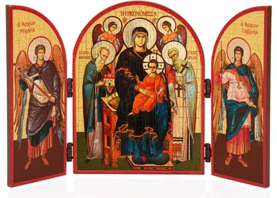Produktbild von NKlaus Ekonomissa/ Der Schutz Des Hauses Ikone Triptychon Holz 25x16cm Christlich 13821