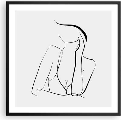 Produktbild von Gerahmtes Poster - Schwarzer Rahmen - Frau Linien Minimalismus - 60x60 cm - Wand Bild - Wanddeko - Wandbilder - Kunstposter - Wandposter - Bilderrahmen - Bilder - Kunstdruck - P2BAC60x60-4488