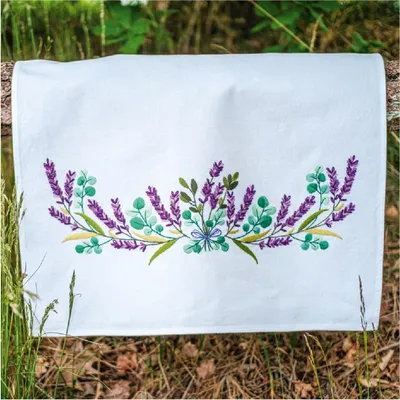 Produktbild von Vervaco Tischläufer Plattstich Stickpackung "Lavendel", Stickbild vorgezeichnet, 46x71cm