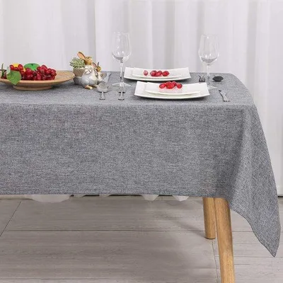 Immagine prodotto di Tovaglia rettangolare impermeabile effetto lino, grigia, 135x160 cm