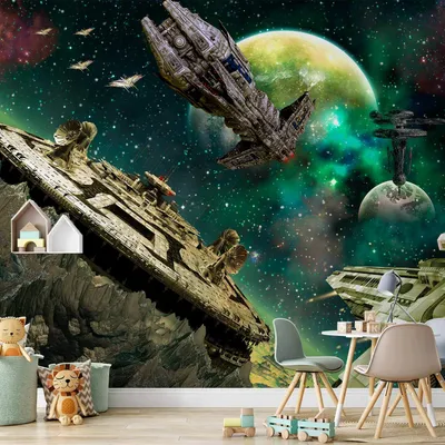Produktbild von Selbstklebende Folie Fototapete - Space fleet 343x256 cm Landschaften 10110902-5