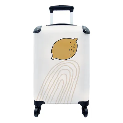 Produktbild von MuchoWow® Koffer Handgepäck Trolley Rollkoffer Kleine Reisekoffer mit 4 Rollen - Sommer - Zitrone - Gelb - Weiß - Cabin Size < 55x40x23 cm & 55x40x20 cm - Fotokoffer - Kabinenkoffer - Boardgepäck - Reise-Box - Reisekoffer - Reisegepäck - Koffer mit Bild - Trolley für Kinder