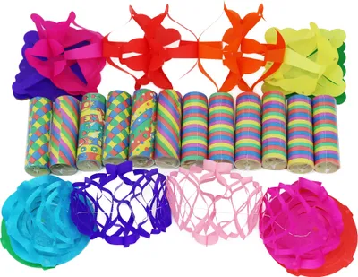 Produktbild von com-four® 14-teiliges Party Deko Set mit Luftschlangen und Girlanden für z.B. Geburtstage oder Silvester